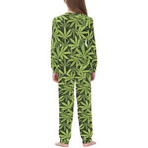 Canabis Marijuana Weed Pattern Print Design 03 Kids' Boys' Girls' All Over Print Pajama Set