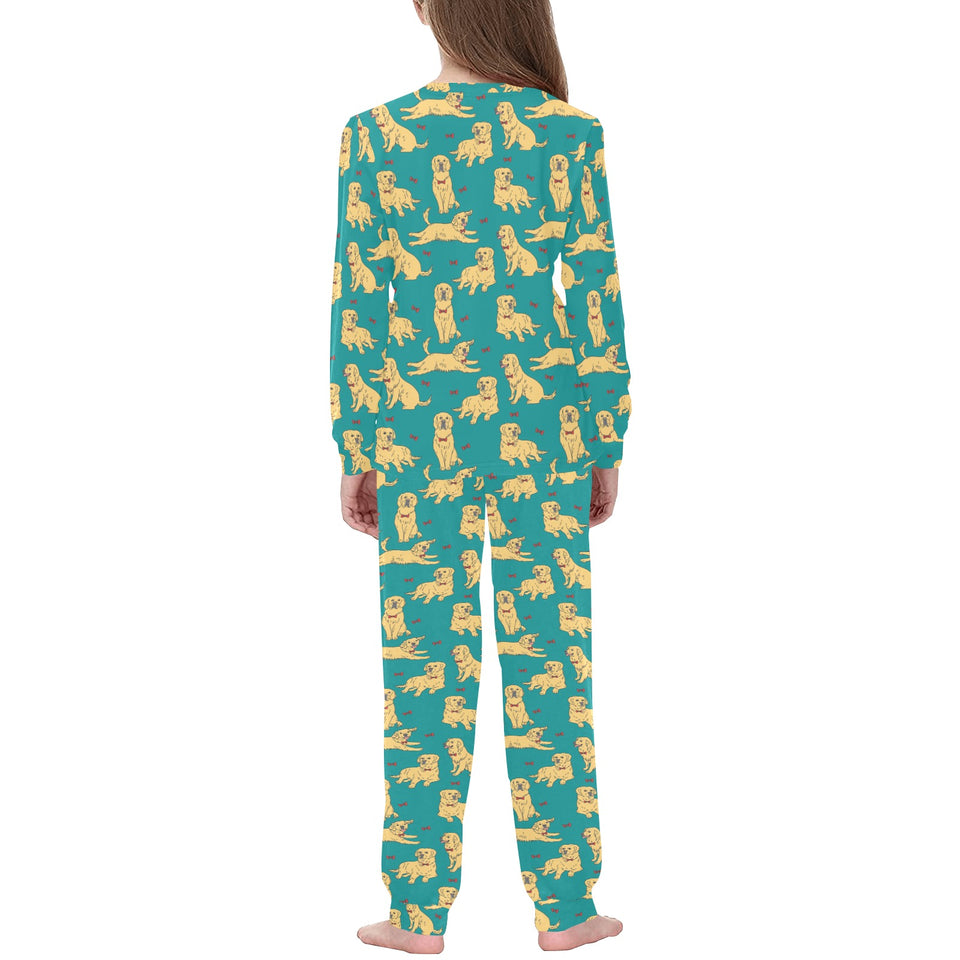 Golden Retriever Pattern Print Design 05 Kids' Boys' Girls' All Over Print Pajama Set