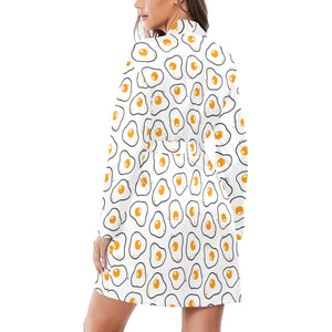 Fried Eggs Pattern Print Design 05 Women's Long Sleeve Belted Night Robe