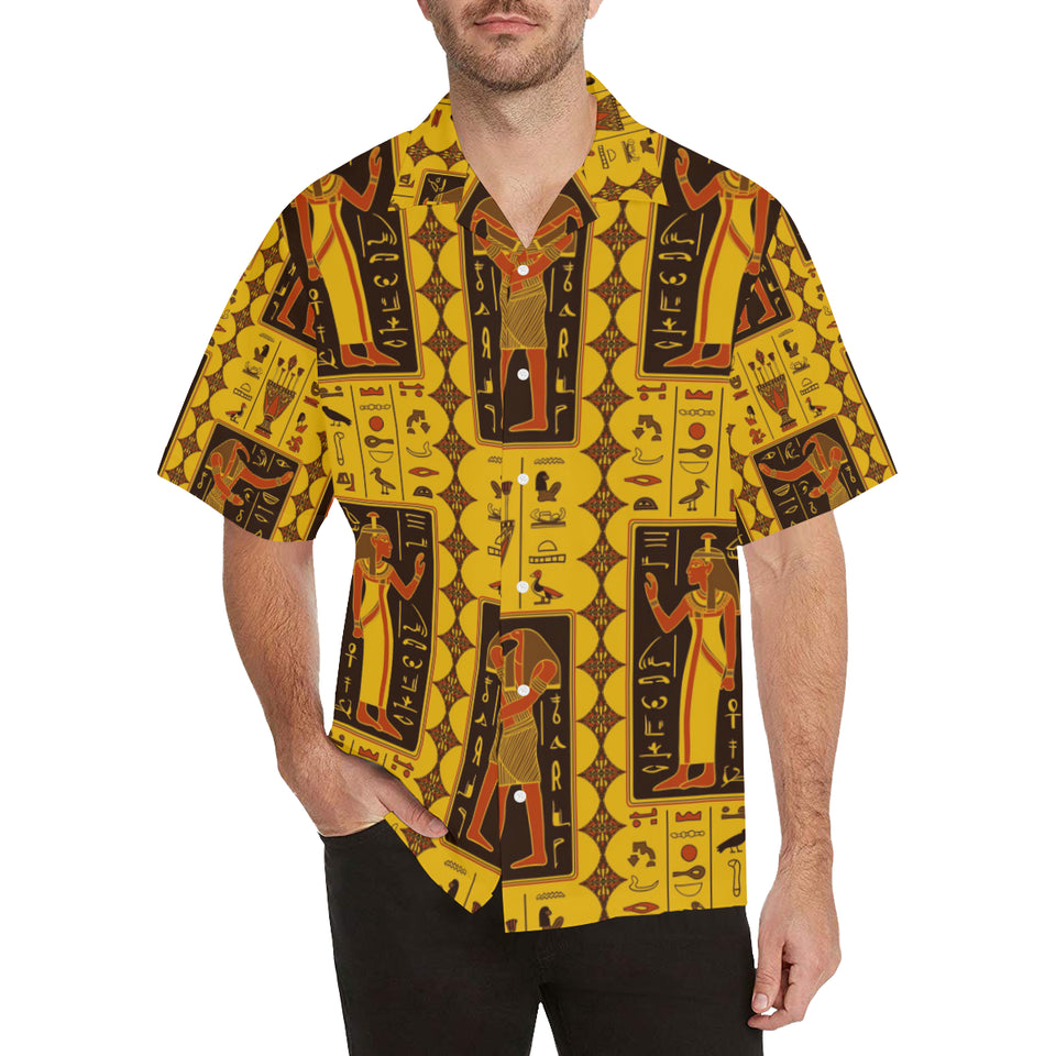 Egypt Hieroglyphics Pattern Print Design 01 Men's All Over Print Hawaiian Shirt (Model T58)