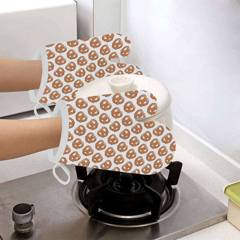 Pretzels Pattern Print Design 05 Heat Resistant Oven Mitts