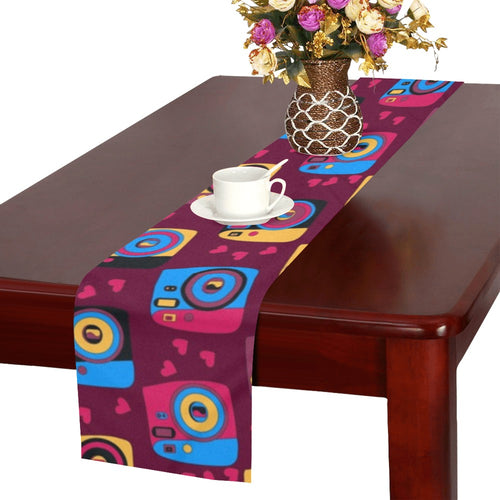 Camera Pattern Print Design 04 Table Runner