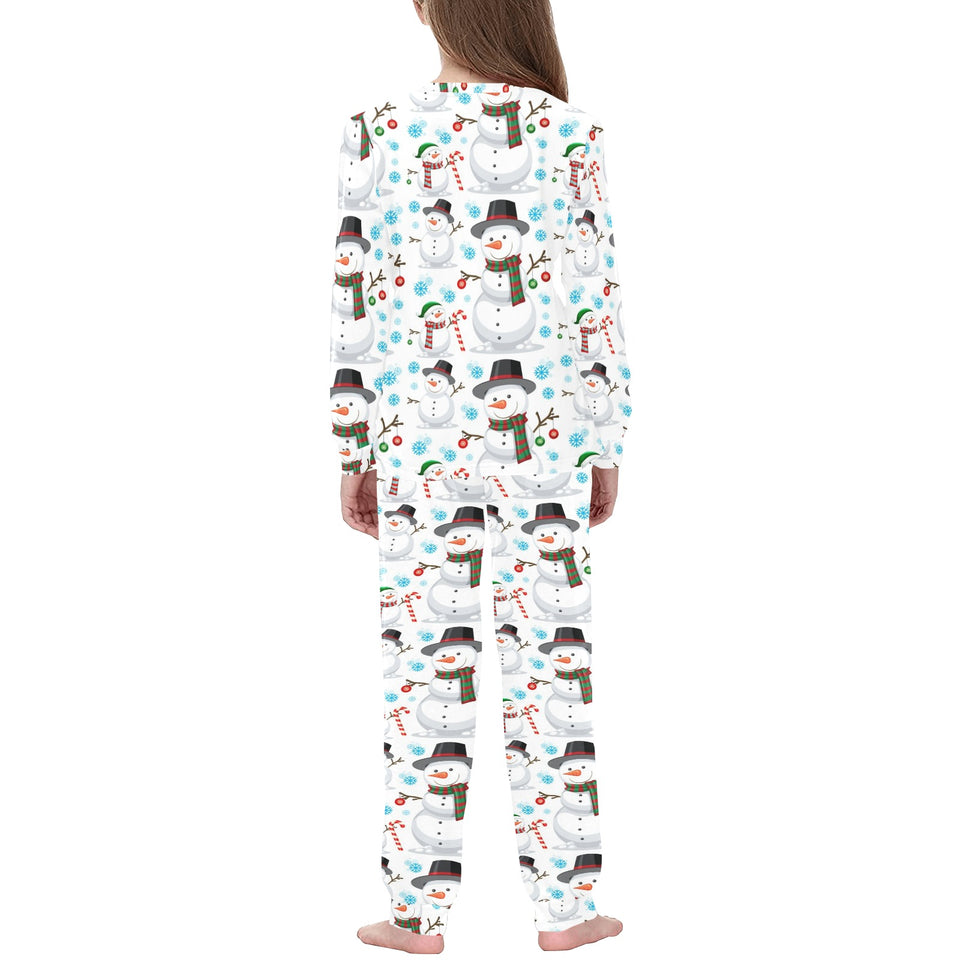 Snowman Pattern Background Kids' Boys' Girls' All Over Print Pajama Set