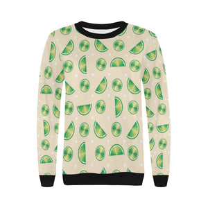 Lime Pattern Women's Crew Neck Sweatshirt