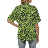 Canabis Marijuana Weed Pattern Print Design 03 Women's All Over Print Hawaiian Shirt