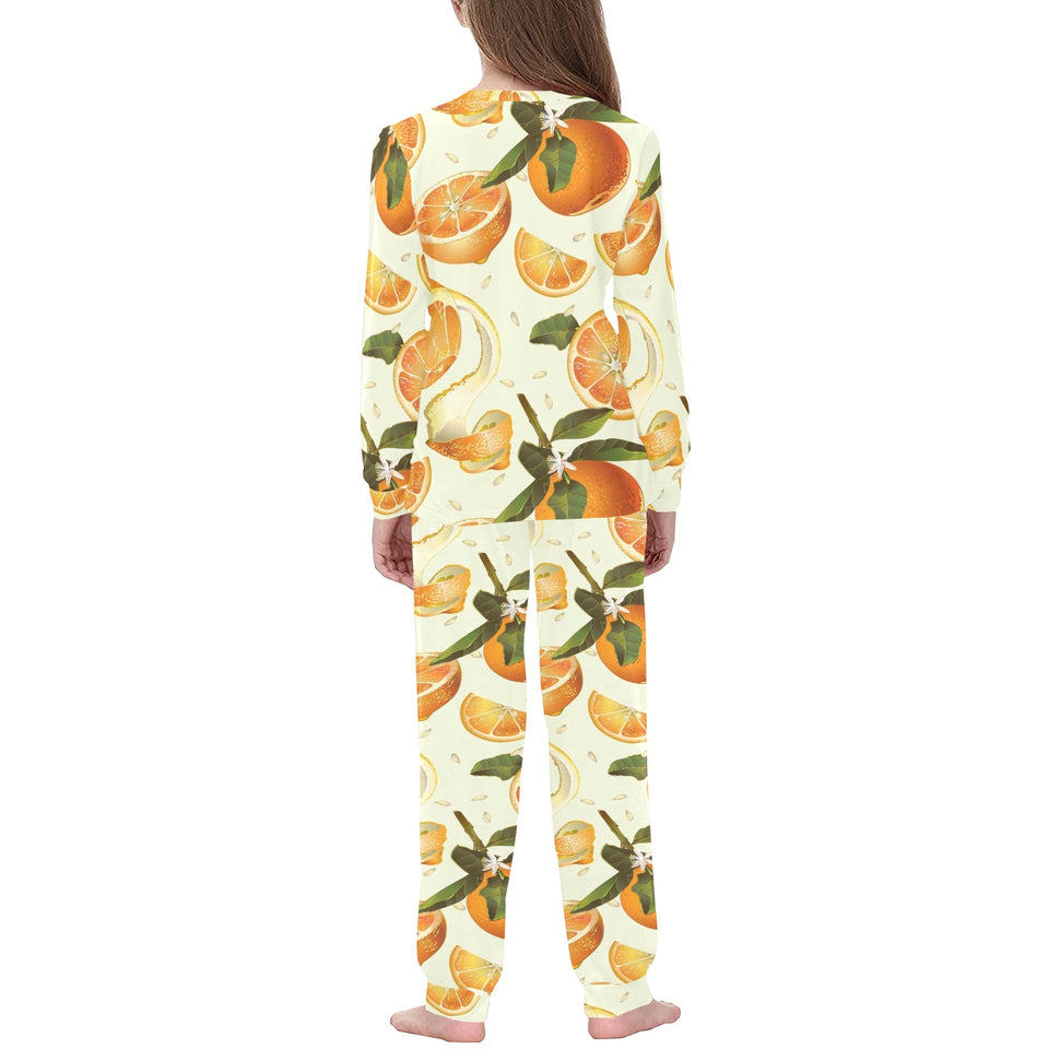 Orange Pattern Kids' Boys' Girls' All Over Print Pajama Set