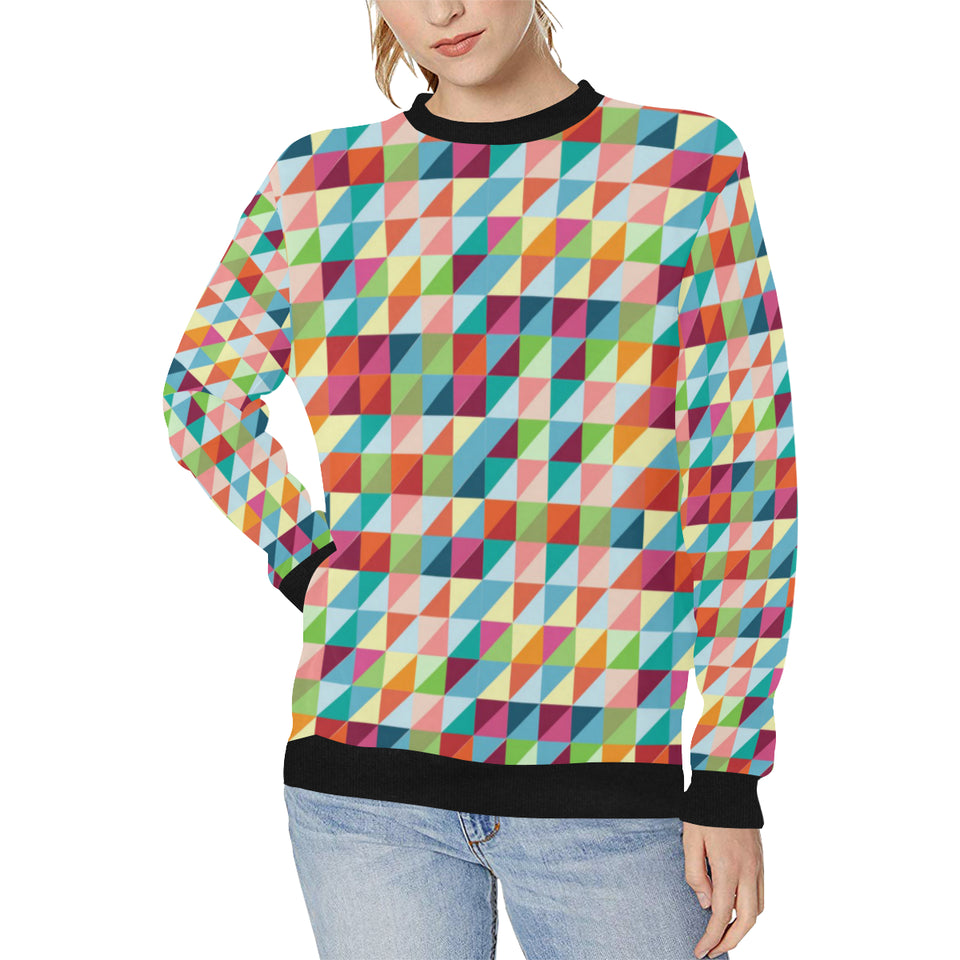 Rainbow Geometric Pattern Women's Crew Neck Sweatshirt