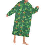 Green Peas Pattern Print Design 05 Blanket Robe with Sleeves