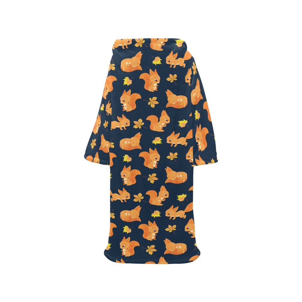 Squirrel Pattern Print Design 05 Blanket Robe with Sleeves