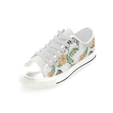 Zebra Hibiscus Pattern Women's Low Top Canvas Shoes White