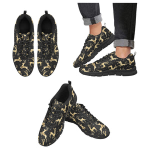 Gold Deer Pattern Men's Sneakers Black