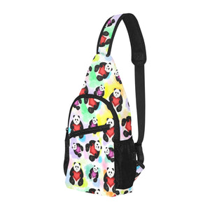 Panda Cute Heart Pattern All Over Print Chest Bag