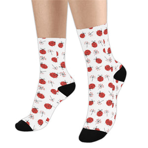Ladybug Pattern Print Design 04 Crew Socks