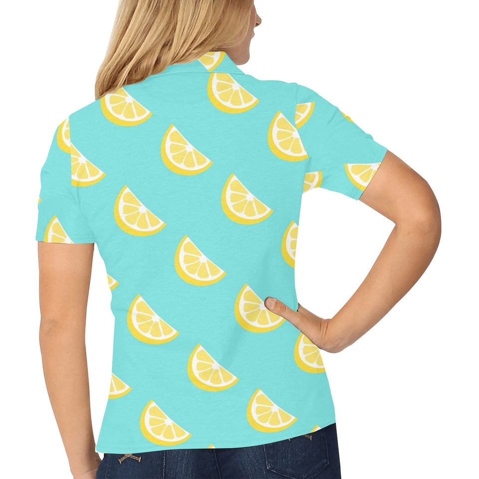 Lemon Theme Pattern Women's All Over Print Polo Shirt