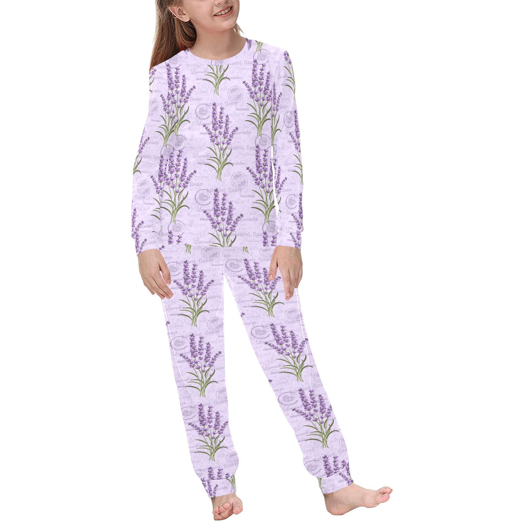 Lavender Pattern Background Kids' Boys' Girls' All Over Print Pajama Set