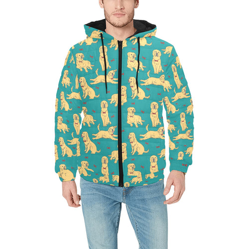 Golden Retriever Pattern Print Design 05 Men's Padded Hooded Jacket(ModelH42)