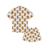 Hamburger Pattern Print Design 03 Kids' Boys' Girls' V-Neck Short Pajama Set