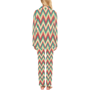 Zigzag Chevron Pattern Women's Long Pajama Set