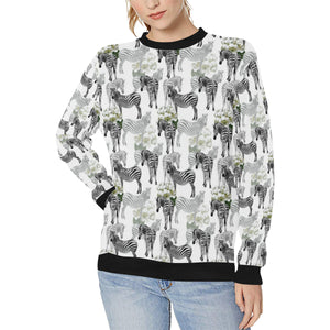 Zebra Pattern Women's Crew Neck Sweatshirt