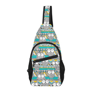 Owl Pattern Green Background All Over Print Chest Bag
