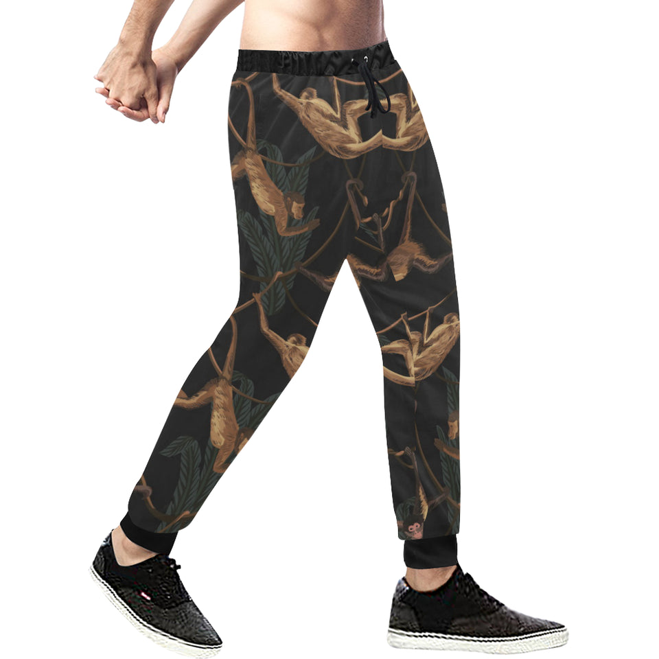 Monkey Pattern Black Background Unisex Casual Sweatpants