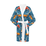 Koi Fish Carp Fish in Water Pattern Women's Short Kimono Robe