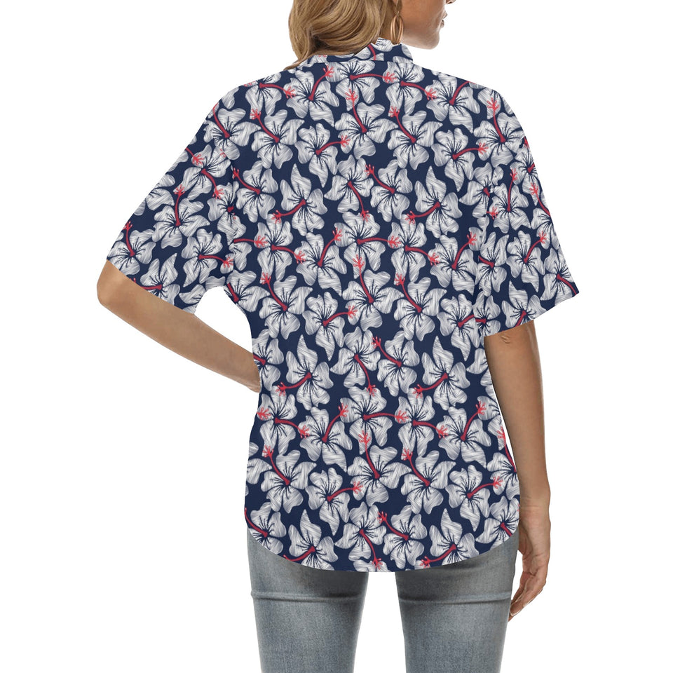 Hibiscus Pattern Print Design 02 Women's All Over Print Hawaiian Shirt