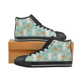 Windmill Pattern Theme Women's High Top Canvas Shoes Black