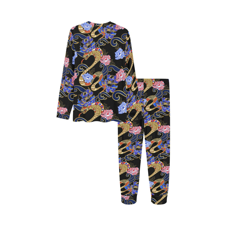 Snake Flower Pattern Kids' Boys' Girls' All Over Print Pajama Set