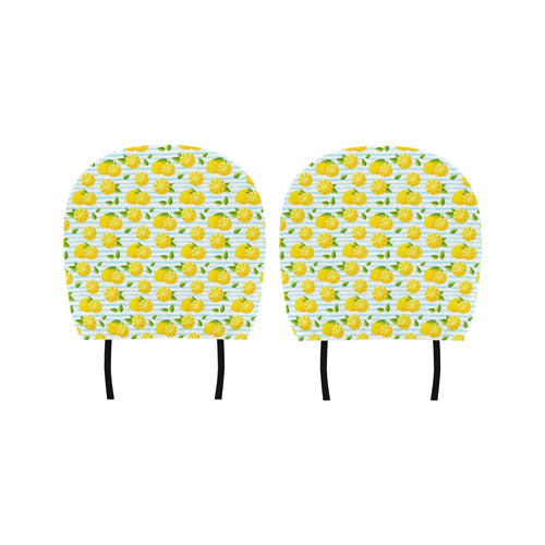 Lemon Pattern Stripe Background Car Headrest Cover