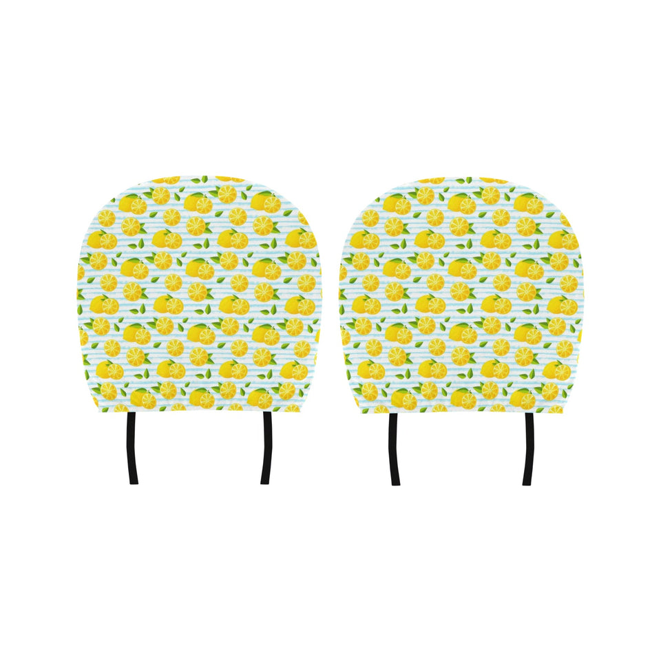 Lemon Pattern Stripe Background Car Headrest Cover