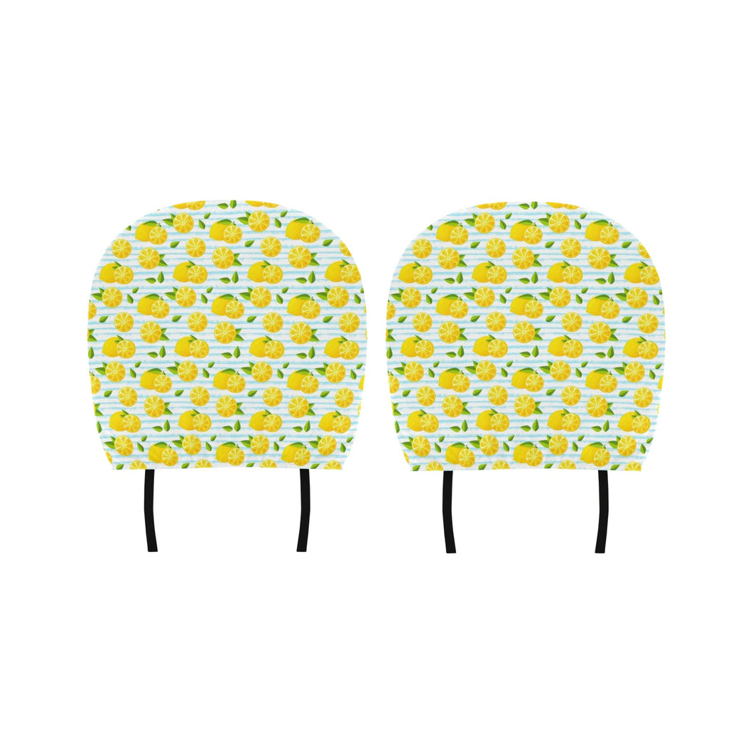 Lemon Pattern Stripe Background Car Headrest Cover