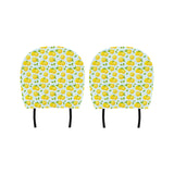 Lemon Pattern Stripe Background Car Headrest Cover