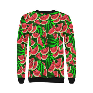 Watermelon Pattern Theme Women's Crew Neck Sweatshirt