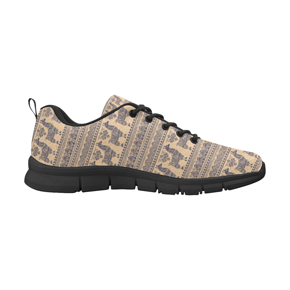 Llama Pattern Ethnic Motifs Men's Sneakers Black