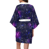 Space Galaxy Pattern Women's Short Kimono Robe