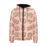 Pretzels Pattern Print Design 04 Men's Padded Hooded Jacket(ModelH42)