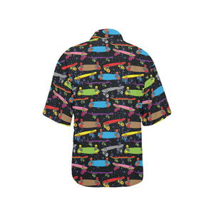 Skate Board Pattern Print Design 03 Women's All Over Print Hawaiian Shirt