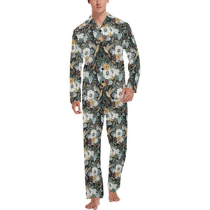 Hummingbird Pattern Print Design 05 Men's Long Pajama Set