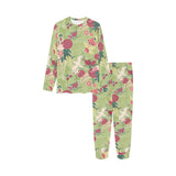 Japanese Crane Green Theme Pattern Kids' Boys' Girls' All Over Print Pajama Set