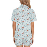 Swordfish Pattern Print Design 03 Women's V-Neck Short Pajama Set