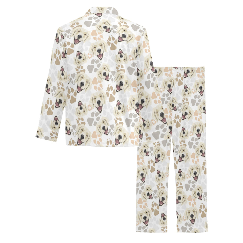 Golden Retriever Pattern Print Design 02 Men's Long Pajama Set