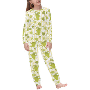 Grape Pattern Background Kids' Boys' Girls' All Over Print Pajama Set