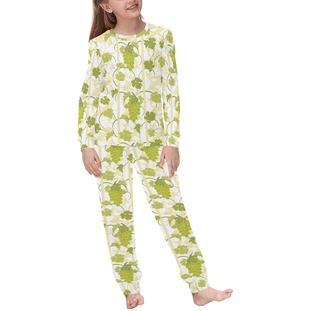 Grape Pattern Background Kids' Boys' Girls' All Over Print Pajama Set