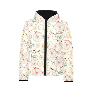 Bicycle Pattern Print Design 04 Kids' Boys' Girls' Padded Hooded Jacket