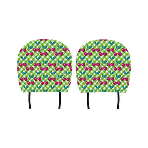 Cherry Pattern Green Background Car Headrest Cover