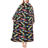 Skate Board Pattern Print Design 02 Blanket Robe with Sleeves