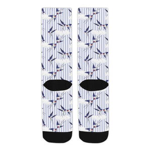 Swallow Pattern Print Design 03 Crew Socks