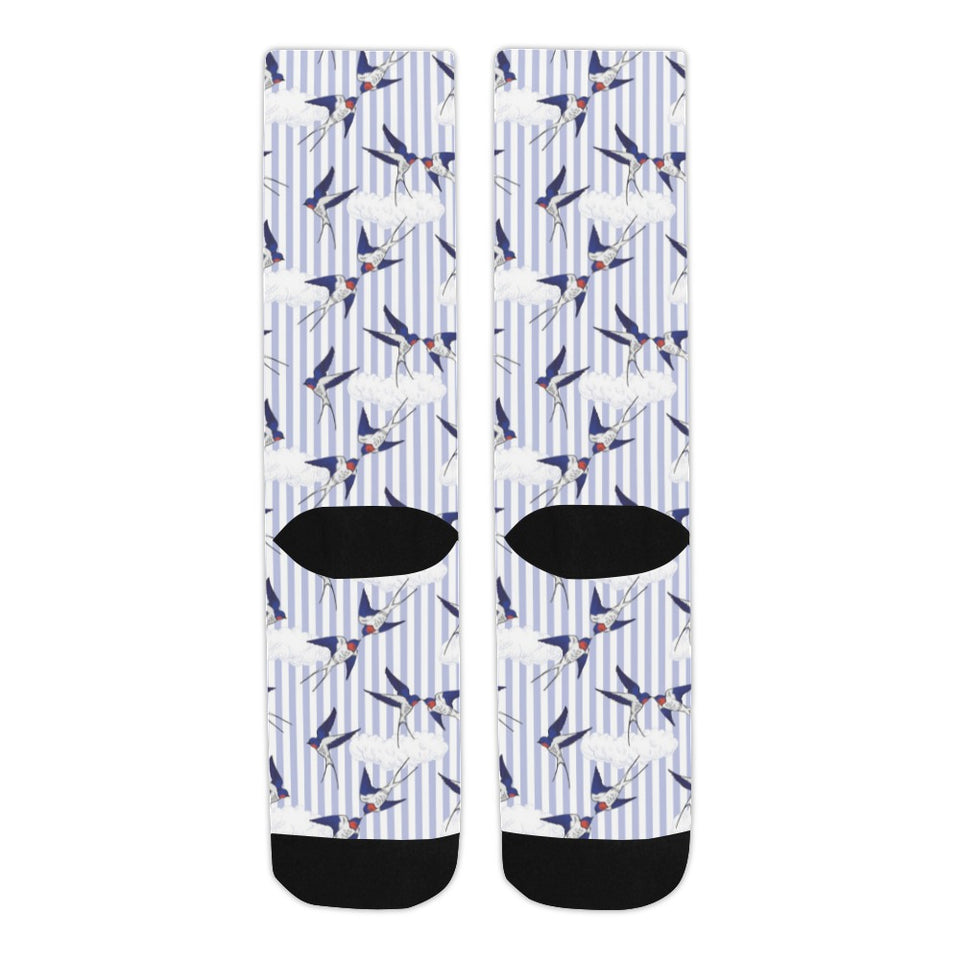 Swallow Pattern Print Design 03 Crew Socks