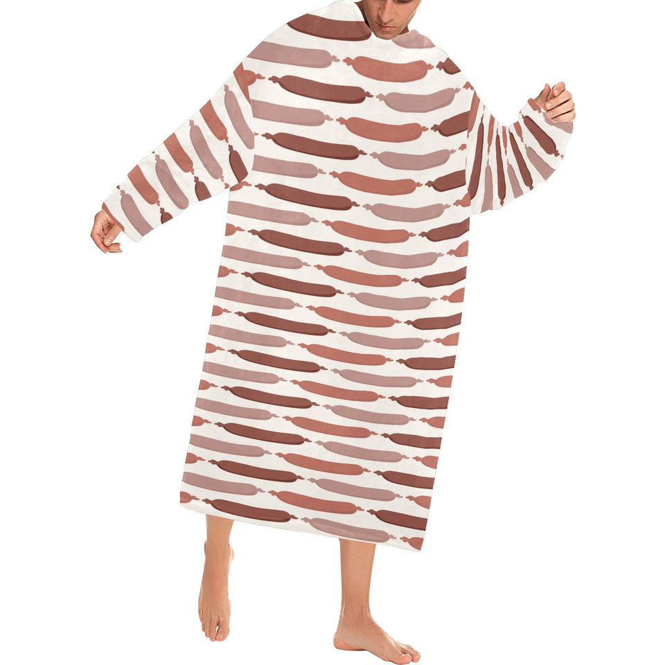 Sausage Pattern Print Design 02 Blanket Robe with Sleeves